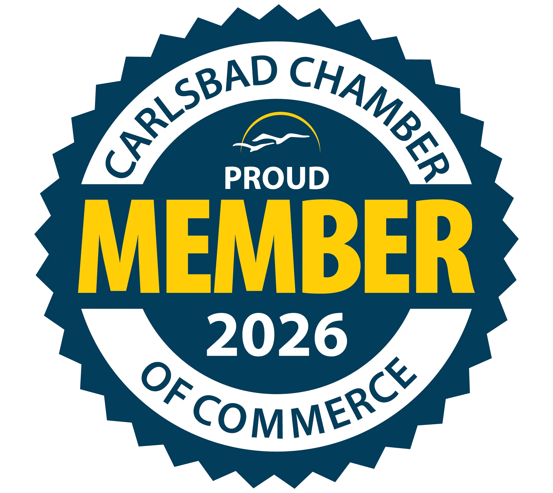 Official Carlsbad Chamber of Commerce 'Proud Member' badge