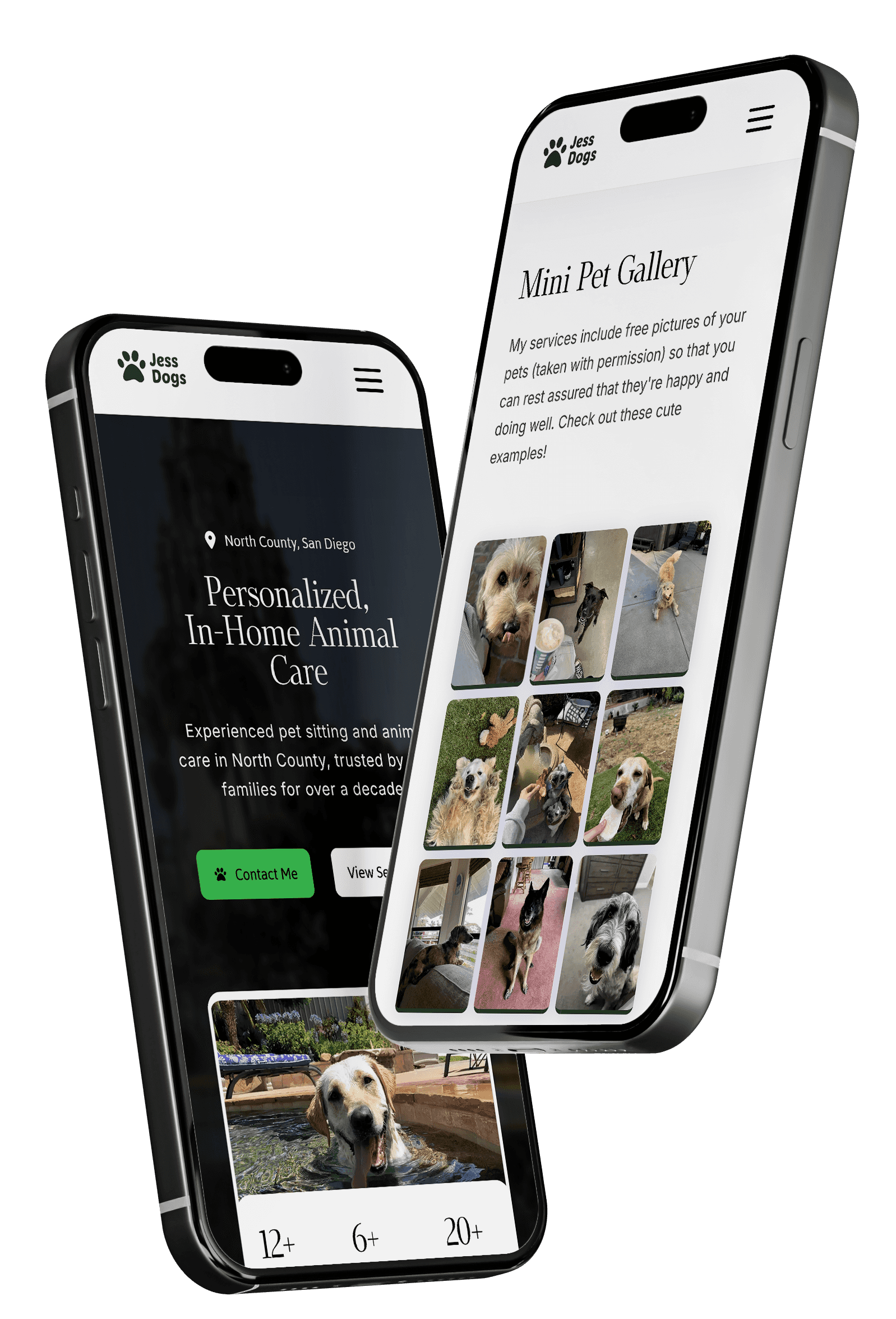 Mobile phone website mockup of a small business handling local painting services