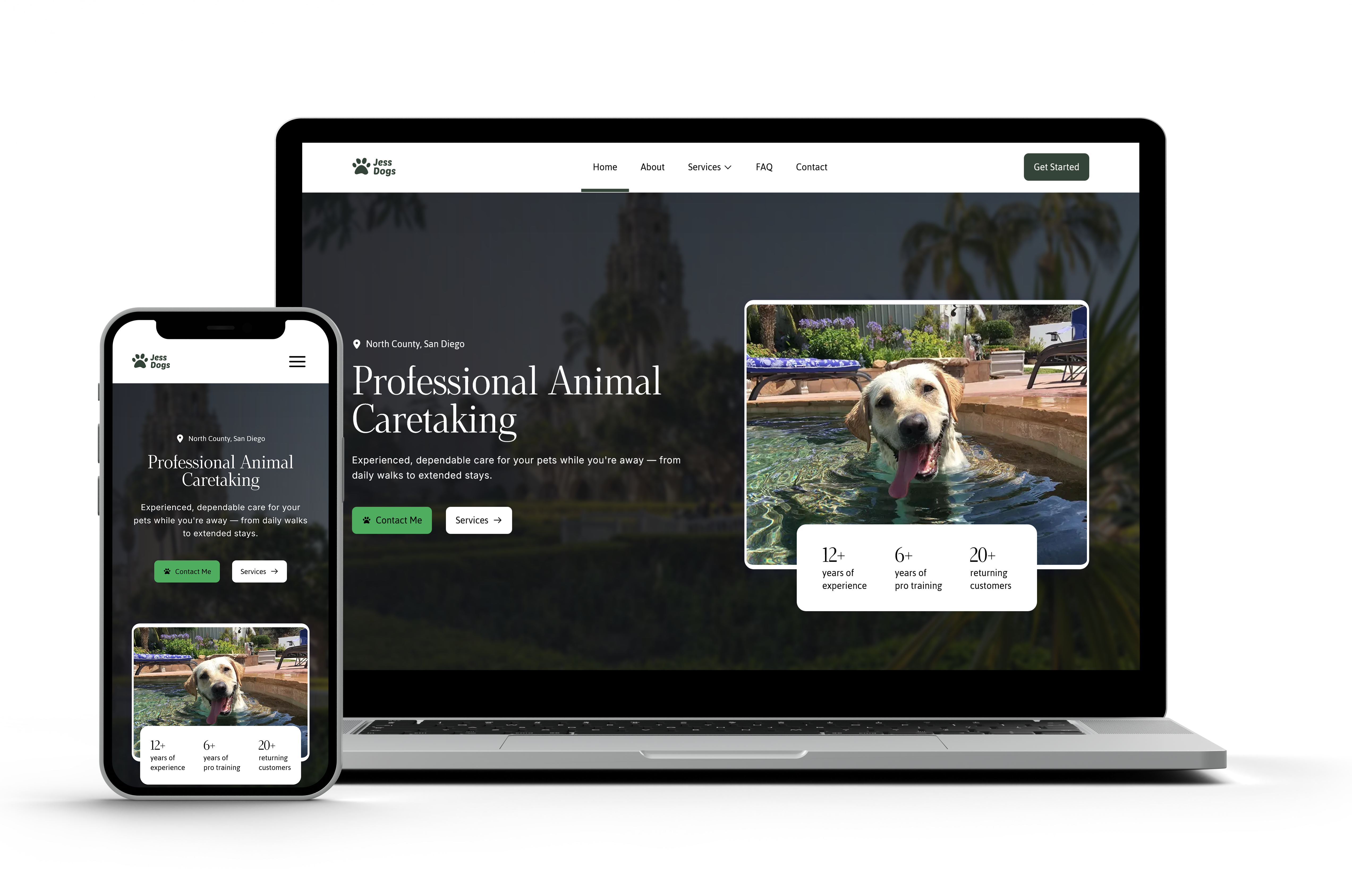 Jess Dogs website mockup