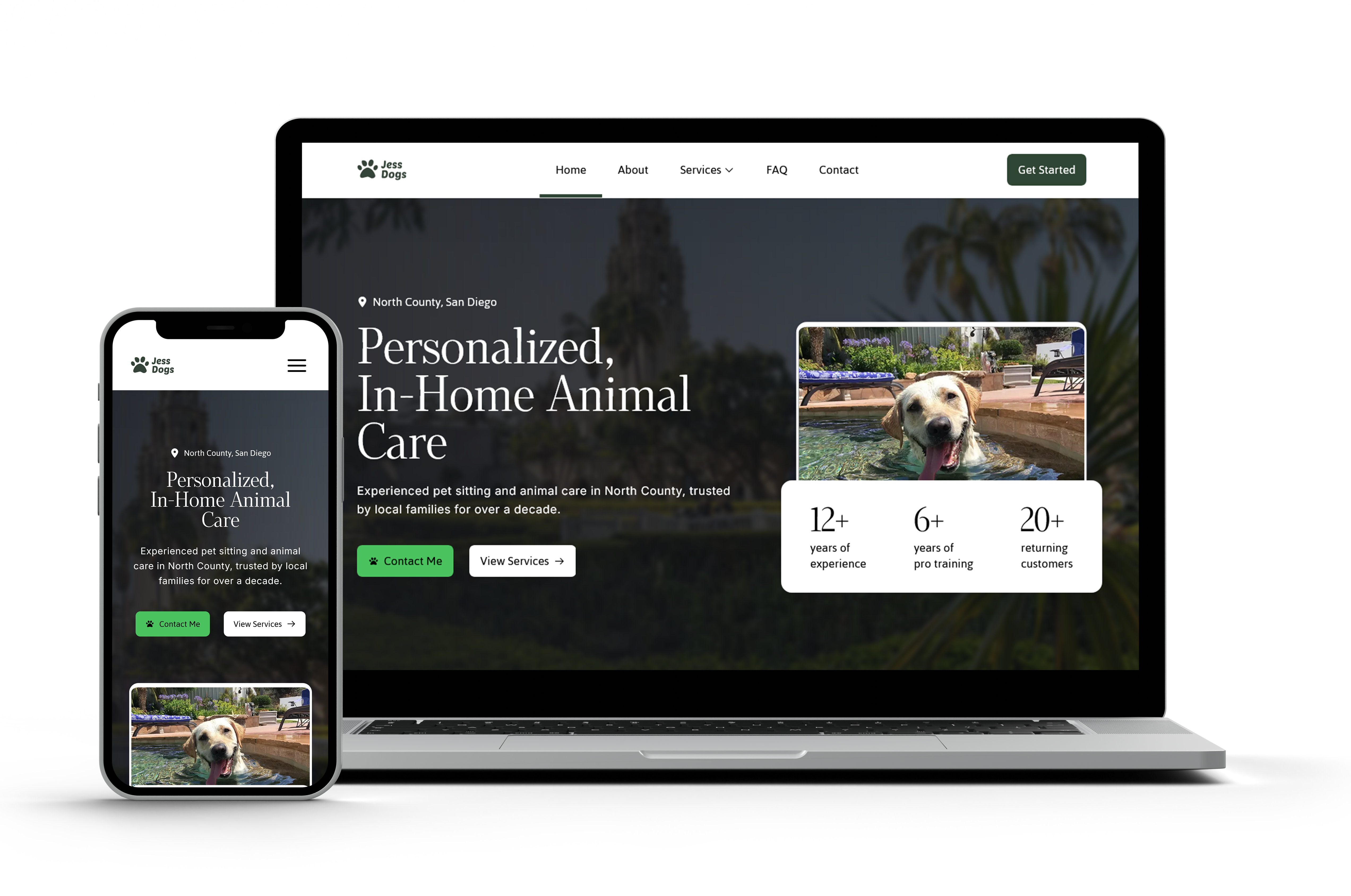 Jess Dogs website mockup