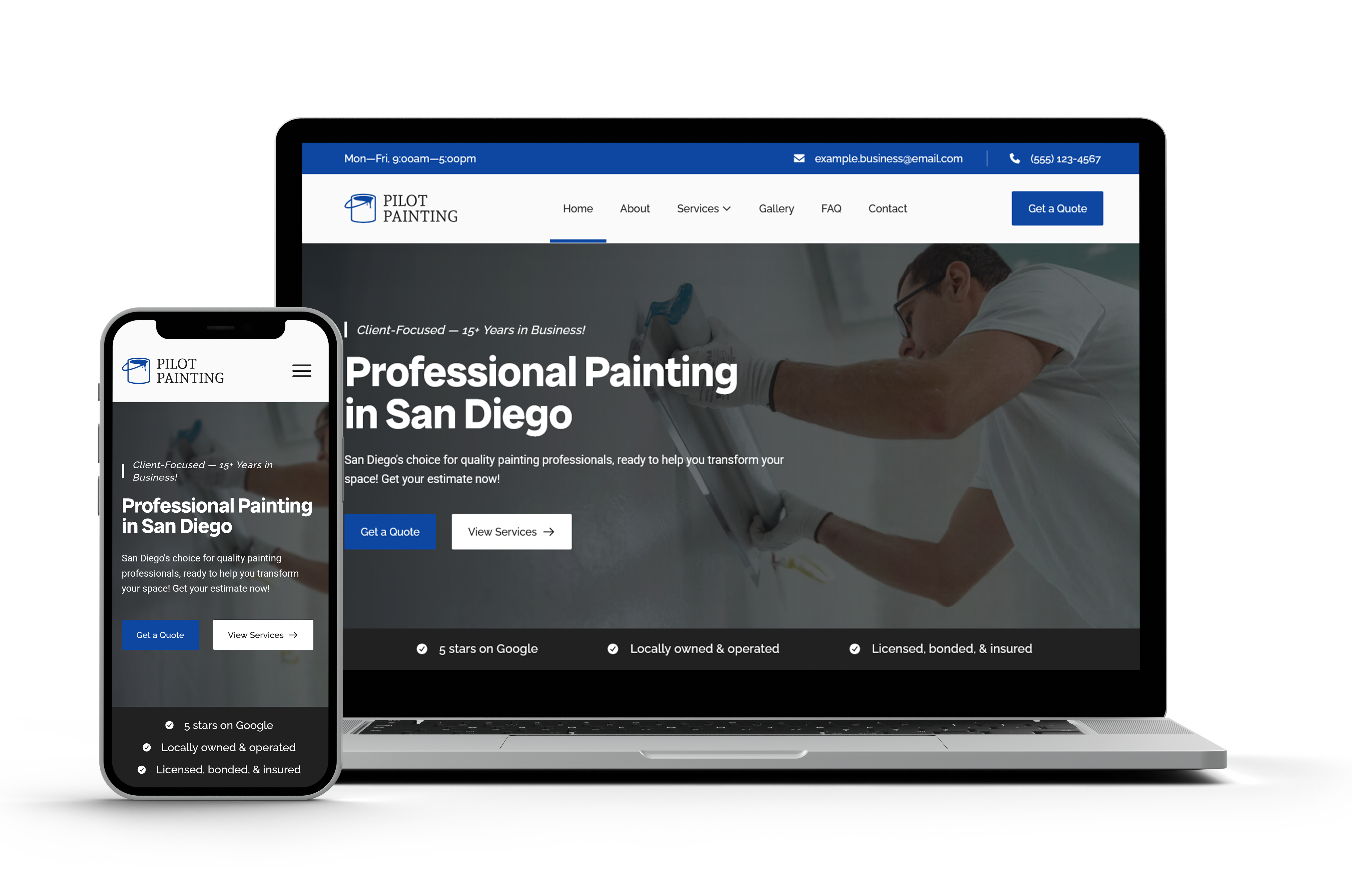 Pilot Painting website mockup