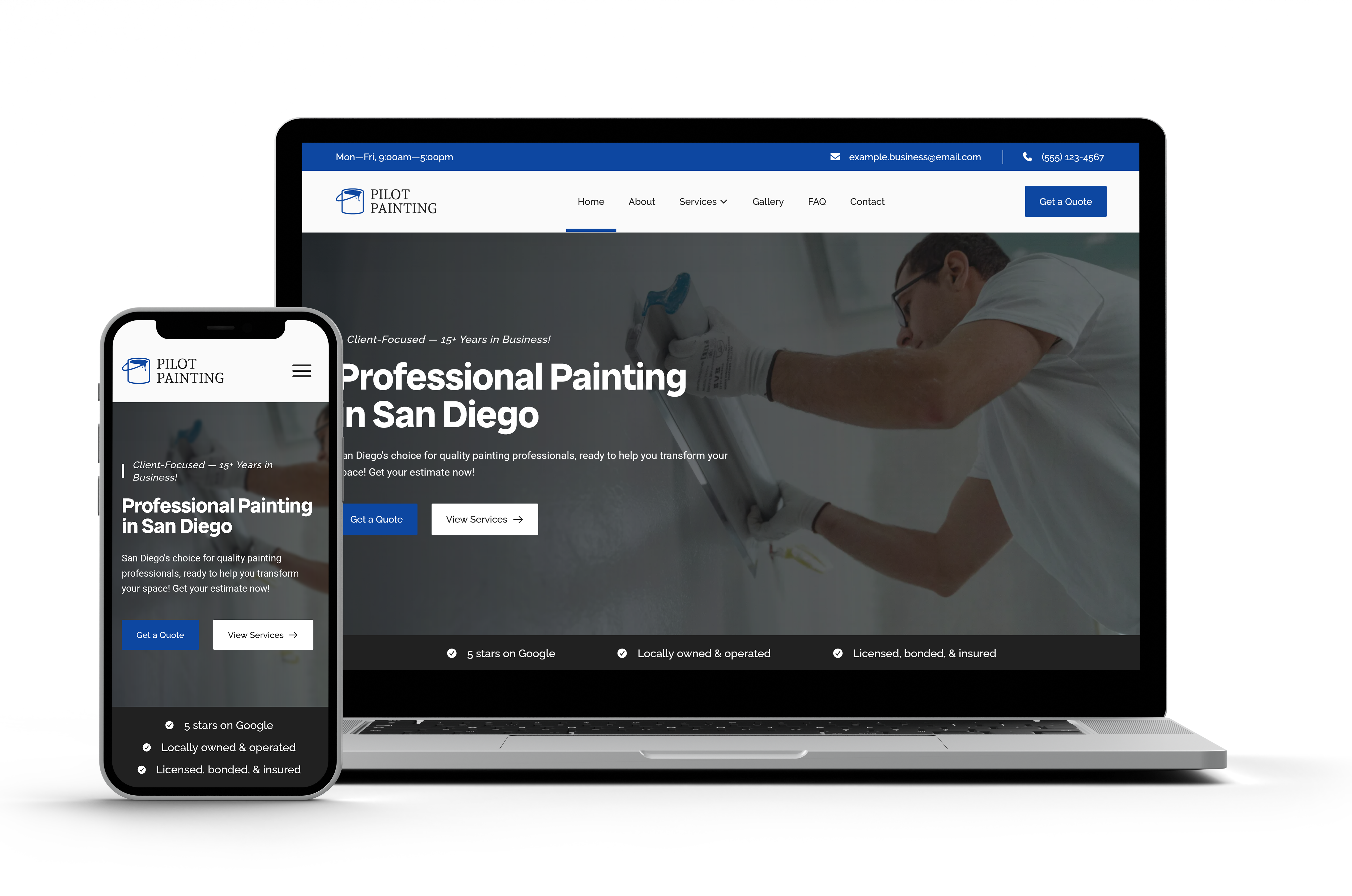 Pilot Painting website mockup